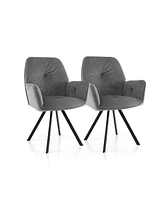 Sugift Set of 2 Swivel Accent Arm Chairs with Metal Legs and Wide Back