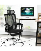 Vebreda Ergonomic Recliner Mesh Office Chair with Adjustable Footrest-Black