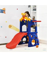 Vebreda 6-in-1 Freestanding Kids Slide with Basketball Hoop and Ring Toss
