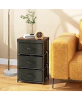 Sugift 3-Tier Fabric Nightstand with Sturdy Metal Frame
