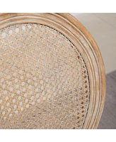 Rattan and Cream Dining Chair Set (Armless, Set of 2)
