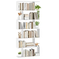 6-Tier S-Shaped Bookshelf Storage Mdf Bookcase