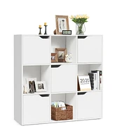 Skonyon Free Standing 9 Cube Storage Wood Divider Bookcase for Home and Office-White