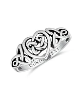 Bling Jewelry Dainty Best Friends Irish Celtic Love Knots Bff Infinity Heart Promise Ring 1MM Band For Women Oxidized Sterling Silver