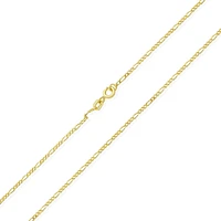 Bling Jewelry Thin Lightweight 1.2MM Strong Solid Gold Plated Sterling Silver Figaro Link Chain Necklace