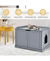 Givimo Cat Litter Box Enclosure with Double Doors for Large and Kitty-Brown