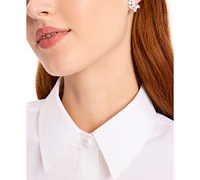 Kate Spade New York Silver-Tone Cubic Zirconia, Imitation Pearl & Mother-of-Pearl Flower Stud Earrings