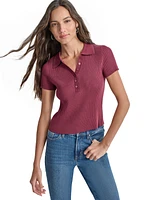 Dkny Jeans Women's Short-Sleeve Ribbed Knit Polo Shirt