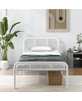 Gymax 12-Inch Twin Bed Frame Modern Metal Platform Bed w/ Headboard & Footboard White