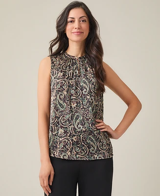 Kasper Women's Paisley-Print Keyhole-Neck Blouse