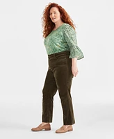 Style & Co Plus High-Rise Straight-Leg Corduroy Pants, Created for Macy's