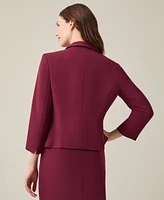 Kasper Petite Stretch Crepe Shawl-Collar Open-Front Blazer