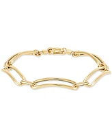 Polished Curved Paperclip Link Bracelet in 14k Gold