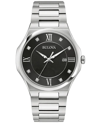 Bulova Men's Diamond Accent Stainless Steel Bracelet Watch 41mm