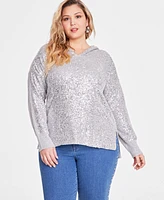 INC Plus Sequin Sweater Hoodie, Created for Macy's