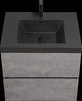 36" Wall-Mounted Bathroom Vanity with Quartz Basin and Soft Close Drawers