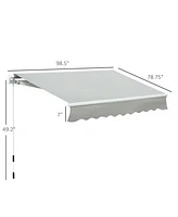 7' x 8' Manual Retractable Patio Awning in Gray