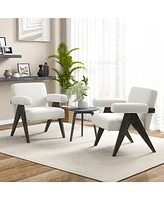 Sugift Upholstered Armchair with Natural Rubber Wood Legs and Sponge Padded Seat