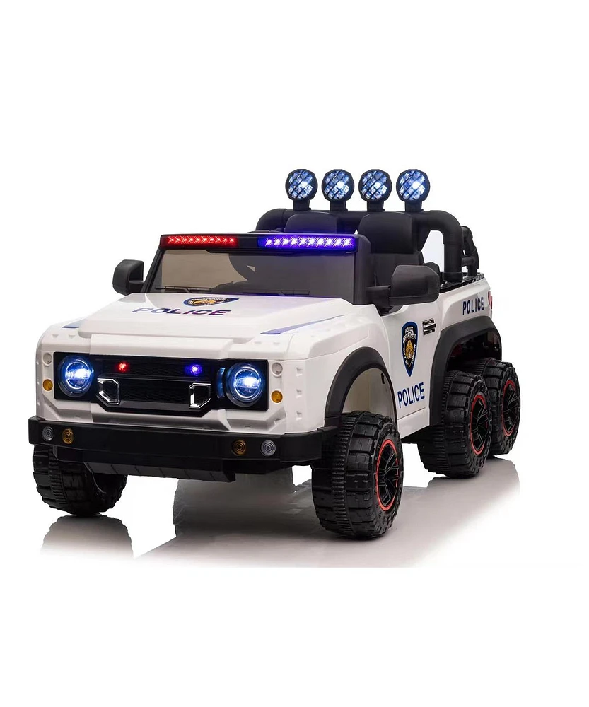 Streamdale Furniture Kids 24v Police Car Ride-On with Remote, Lights, Sounds, and Suspension