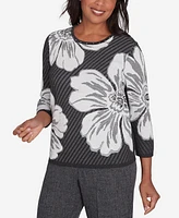 Alfred Dunner Petite Worth Avenue Floral Textured Sweater