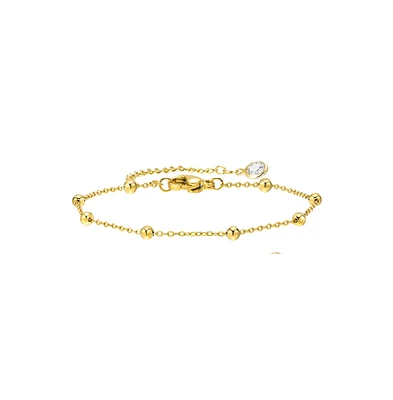 Hollywood Sensation Gold Beaded Link Bracelet with Adjustable Chain