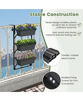 Skonyon Hanging Vertical Planter Wall-mounted Adjustable with Detachable Hooks-Black