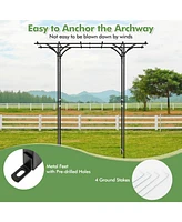 Skonyon 6.8 Feet Garden Arbor with Trellises for Climbing Plant Vine Rose