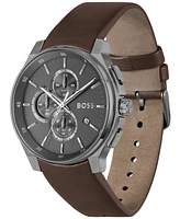 Hugo Boss Men's Peak 2.0 Quartz Chrono Brown Leather Watch 45mm