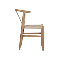 Merrick Lane Staci Stack Dining Chair With Wishbone Style Design, Solid Wood Frame, Woven Kraft Paper Rope Seat