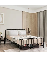 Gymax Stylish Queen Size Metal Bed Frame Platform Bed Base w/ Headboard & Footboard