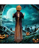 Skonyon 5.6 Feet Halloween Animated Standing Pumpkin Scarecrow