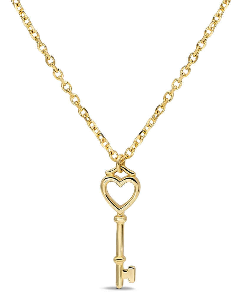 Devata Heart Key Pendant Necklace in 14K Gold, 16 in adj to 18 in, approx. 4.2 grams