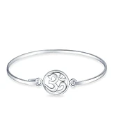 Bling Jewelry Sterling Silver Aum Om Sanskrit Symbol Charm Yoga Spiritual Harmony Ohm Bangle Cuff Bracelet For Women