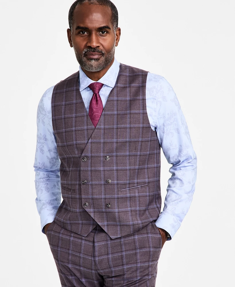 Tayion Collection Men's Regular-Fit Plaid Suit Vest