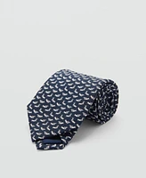 Mango Men's Dog Print Mulberry Silk Tie