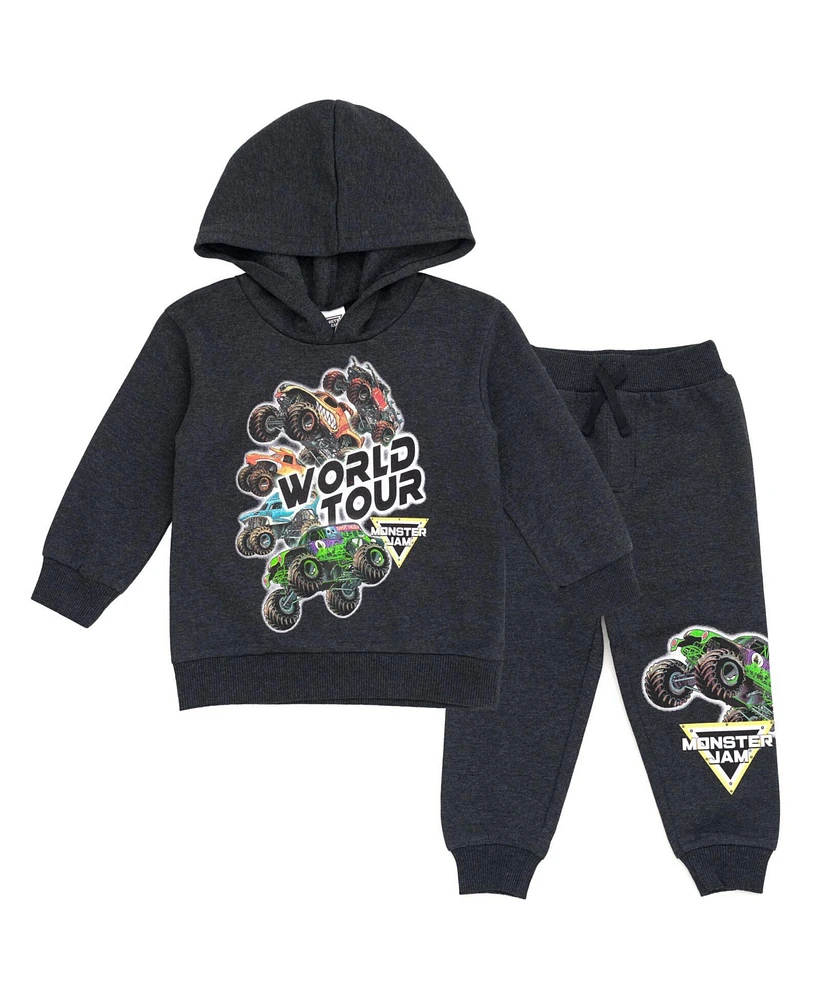 Monster Jam Toddler Boys Grave Digger Monster Mutt Megalodon Fleece Pullover Hoodie & Pants to