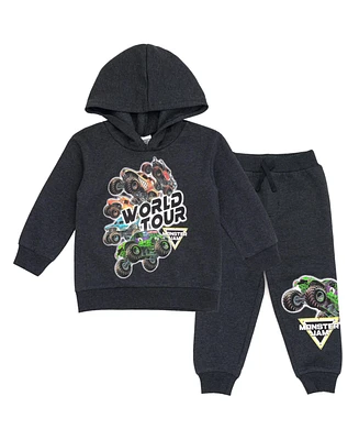 Monster Jam Toddler Boys Grave Digger Mutt Megalodon Fleece Pullover Hoodie & Pants to