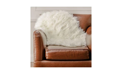 Chanasya Premium Super Soft Faux LongFur Suede Sheepskin for Sofa Couch Stool Vanity Chair Cover Luxurious Fluffy Rug Dusty Pink Solid Shaggy Area