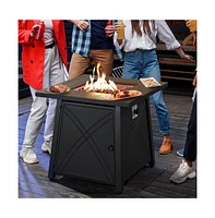 Yaheetech 28 Inch Square Gas Fire Pit Table Black