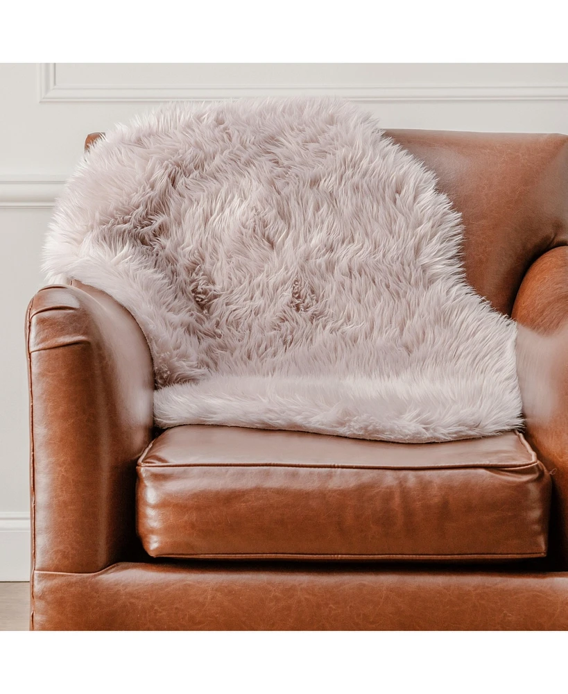 Chanasya Premium Super Soft Faux LongFur Suede Sheepskin for Sofa Couch Stool Vanity Chair Cover Luxurious Fluffy Rug Dusty Pink Solid Shaggy Area