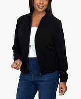 Alfred Dunner Petite Classic Zip Up Front Cardigan Sweater