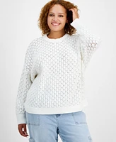 And Now This Trendy Plus Pointelle-Knit Long-Sleeve Sweater, Created for Macy's