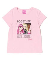 Barbie Girls Zip Up Fleece Hoodie Graphic T-Shirt and Leggings 3 Piece Outfit Set to