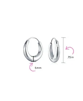 Bling Jewelry Simple Plain Circle Crescent Tapered Tube Hollow Puff Tube Round Hoop Earrings Sterling Silver Endless Inch