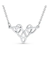 Bling Jewelry Good Luck Friendship Heart Trinity Irish Love Knot Triquetra Infinity Statement Celtic Necklace Collar Pendant For Women Sterling Silver