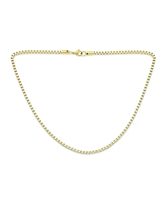 Bling Jewelry Yellow Gold Plated Stainless Steel Masculine Thin Box Chain Necklace 18 Inch 3mm