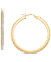 Glitter Medium Hoop Earrings in 14k Gold-Plated Sterling Silver, 1.57"