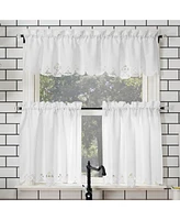 No. 918 Mariela Floral Trim Semi-Sheer Rod Pocket Kitchen Curtain Valance