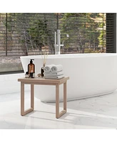 Skonyon Long Natural Wood Bath Spa Stool with Non-slip Foot Pads for Elderly