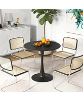 Skonyon 31.5 Inch Round Dining Table with Anti-Slip Pp Ring-Black